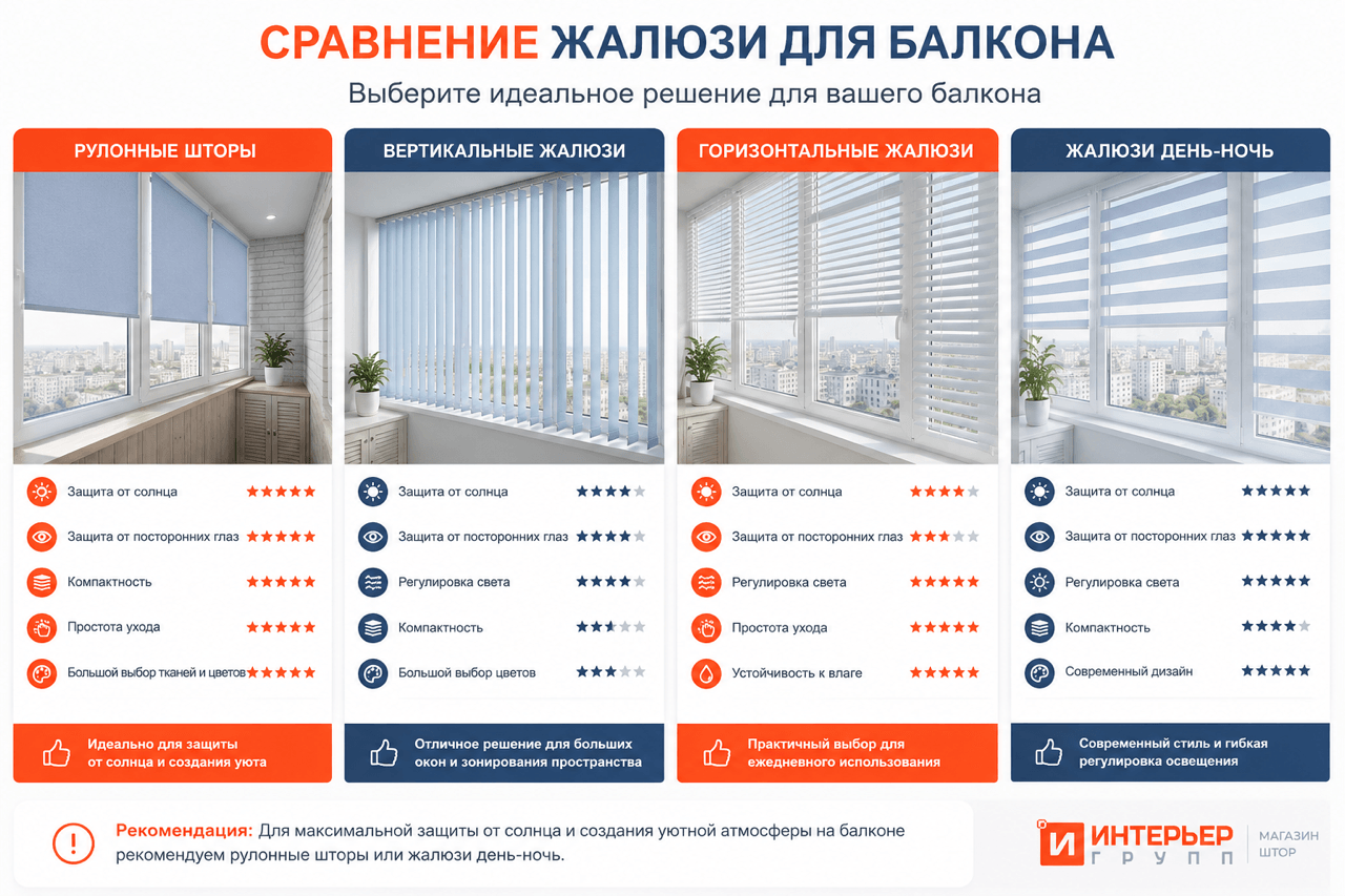 Сравнение жалюзи для балкона